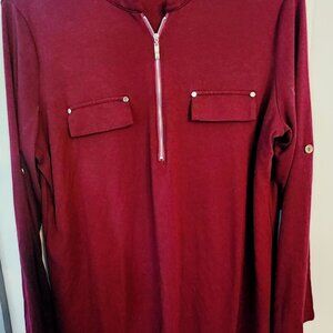Bulotus Women's Zip Front V-Neck 3/4 Sleeve Tunic Casual Top - 3X